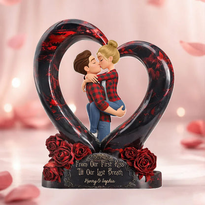 Shaped Acrylic Block Plaque Personalized for Couples, Dark Romantic Heart Rose Design, Sweet Love Keepsake, Unique Valentine's Day Gift