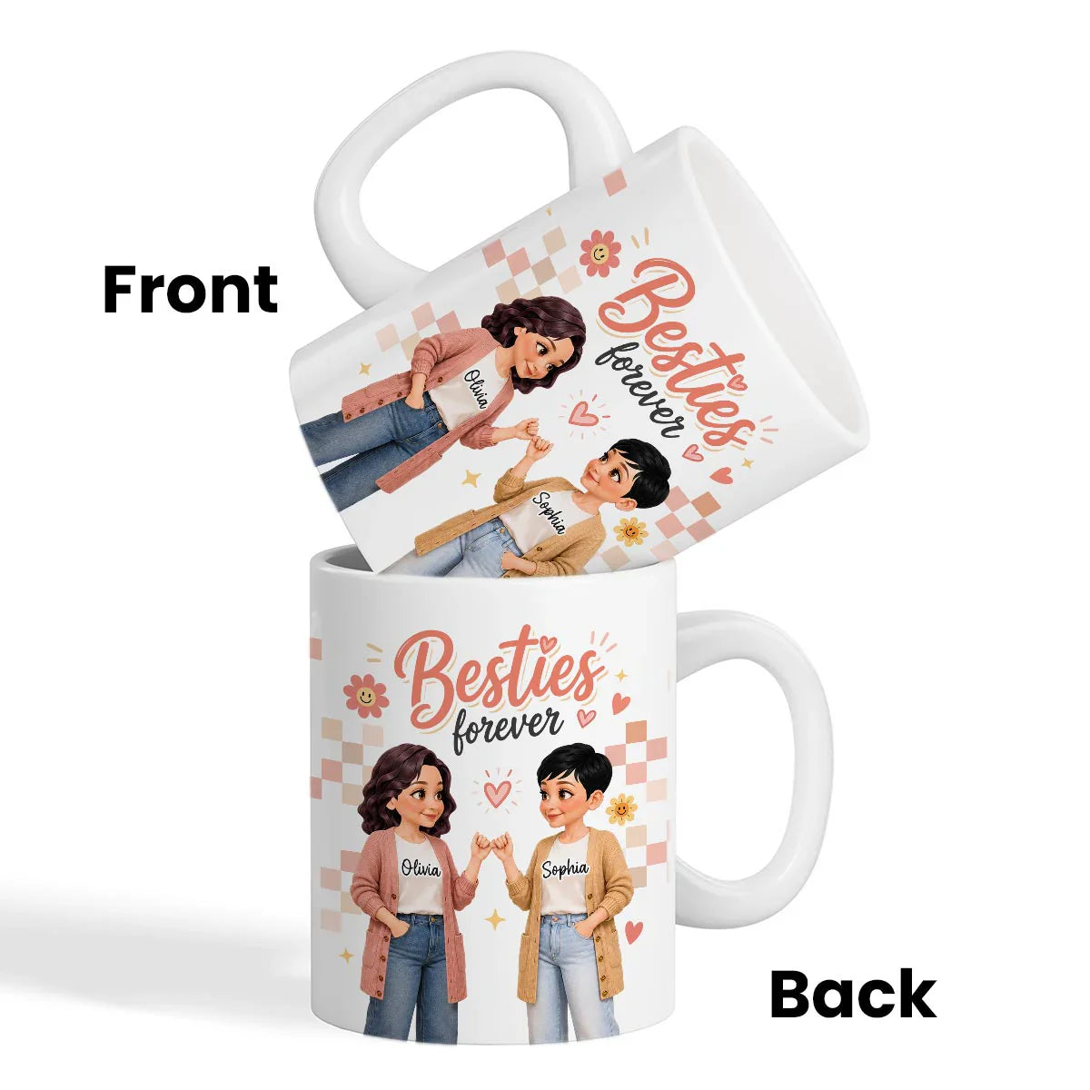 Personalized Ceramic Mug, Besties Forever Pinky Promise Design, Unique Gift for Your Closest Friend