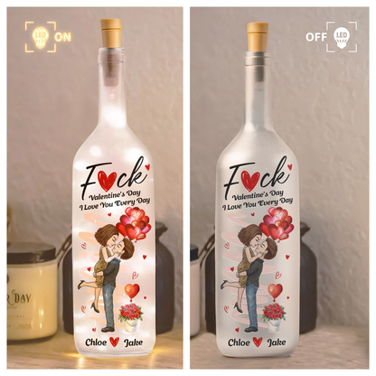 Personalized Bottle Lamp with Kissing Couple & Heart Balloons, Romantic Bedroom Decor, Unique Creative Gift for Couples