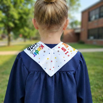 Personalized Polyester Satin Stole for Kinder Graduate With Affirmations and Crayon Rainbow, Unique Graduation Gift
