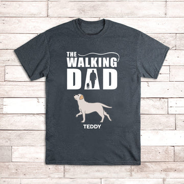 Personalized Classic Tee, The Walking Dad Dog Design, Creative Gift for Dad and Dog Lover