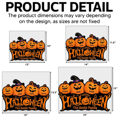 Personalized Shaped Yard Sign with Smiling Jack-O-Lantern Family, Front Yard Halloween Decor, Unique Family Gift