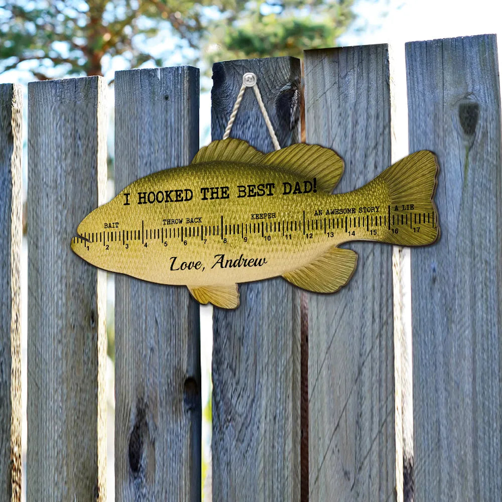 Personalized Fish Ruler Wooden Sign, Custom Fishing Decor for Dad, Unique Creative Gift