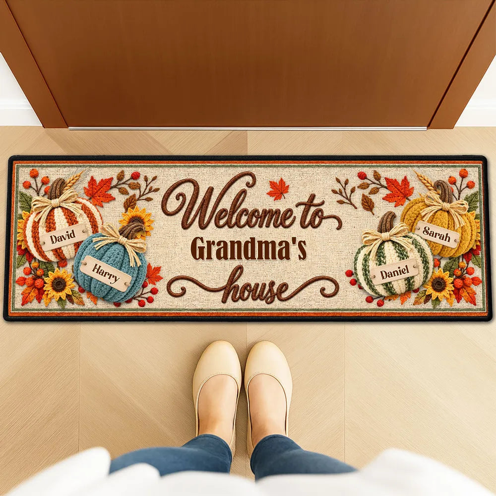 Personalized Premium Doormat, Welcome to Grandma & Grandpa's House, Autumn Pumpkin Creative Gift