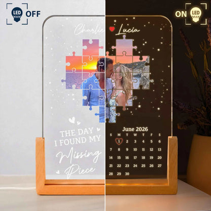 Custom LED Light Frame, Missing Piece Calendar Keepsake With Soft Glow, Creative Gift for Couple