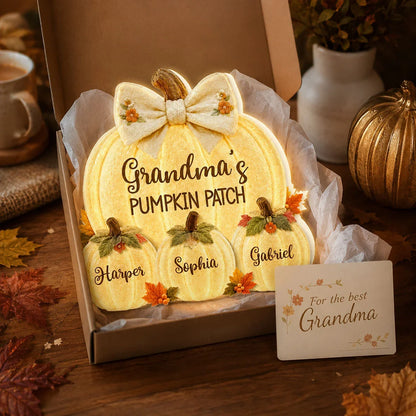 Grandma's Pumpkin Patch Acrylic Light Box, Warm Autumn Keepsake, Creative Personalized Gift for Grandma