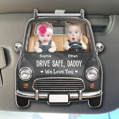 Personalized Acrylic Car Visor Clip, Teal Car Kids Design, Unique Gift for Dad to Drive Safe