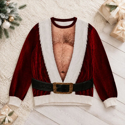 Personalized Printed Sweatshirt, Cheeky Santa Costume Design, Unique Christmas Gift for Men