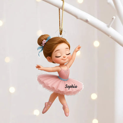 Graceful Ballerina Acrylic Ornament – Soft Pink Dancer Design Adds Festive Charm, A Perfect Gift for Little Girls