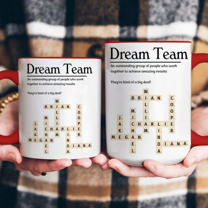 Personalized Ceramic Mug, Custom Scrabble Style Team Layout, Unique Coworker Gift for Office Coffee