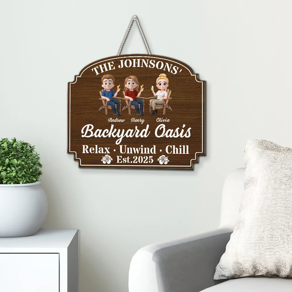 Custom Wooden Sign, Poolside Paradise Relax Unwind Chill, Creative Gift For Family