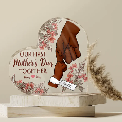 Our First Mother's Day Together Personalized Shaped Acrylic Block Plaque, Sweet Keepsake Gift for Mom