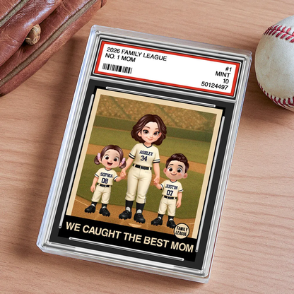Personalized Baseball Mom Trading Card Rectangle Acrylic Block Plaque - Dugout Family Keepsake, Unique Gift for Mom