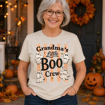 Grandma's Boo Crew Polka Dot Stripes - Personalized Shirt - Perfect Halloween Costume for Grandma