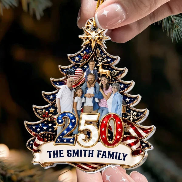 America's 250th Anniversary Acrylic Ornament, Personalized Patriotic Family Portrait, Creative Keepsake Gift