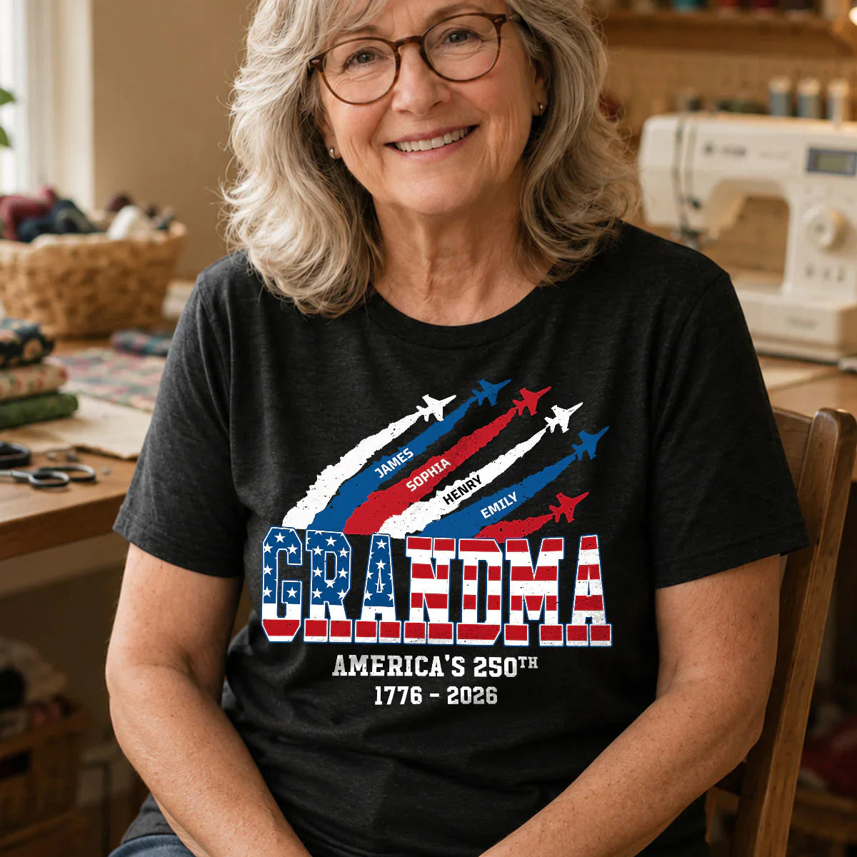 Nana Classic Tee, Personalized Family Pride With Jet Flyover, Creative Patriotic Gift For Grandma