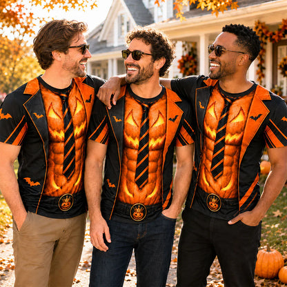 Personalized Printed Classic Tee, Smiling Pumpkin King Design, Unique Halloween Gift for Dad