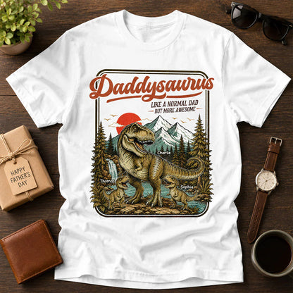 Personalized Daddysaurus Classic Tee, Retro Dinosaur Dad Art, Unique Gift for Dad or Husband