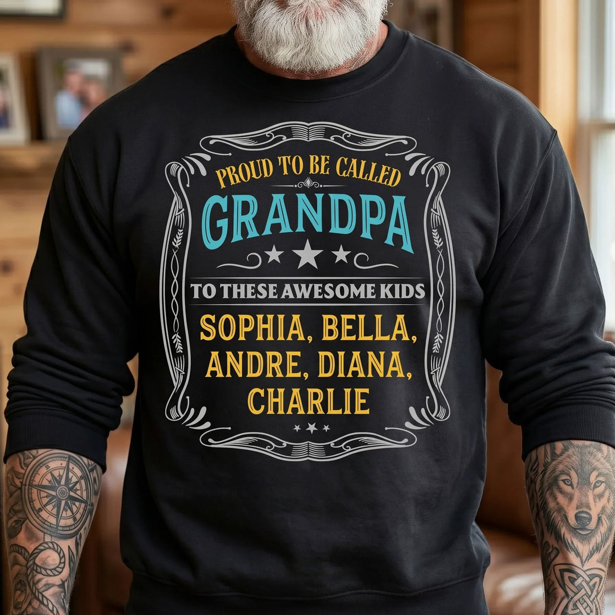 Personalized Classic Tee For Grandpa, Vintage Proud Design, Unique Gift From The Kids