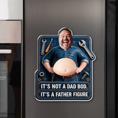 Father Figure Silicone Belly Acrylic Magnet, Personalized Dad Humor with Workshop Tools, Creative Gift for Dad