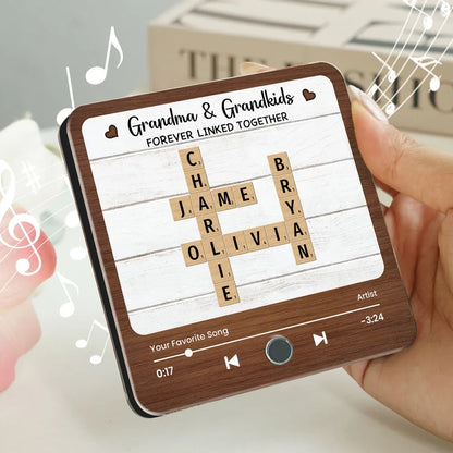 Acrylic Music Magnet for Grandma & Grandkids, Rustic Tile Design, Fridge Decor Keepsake, Creative Gift