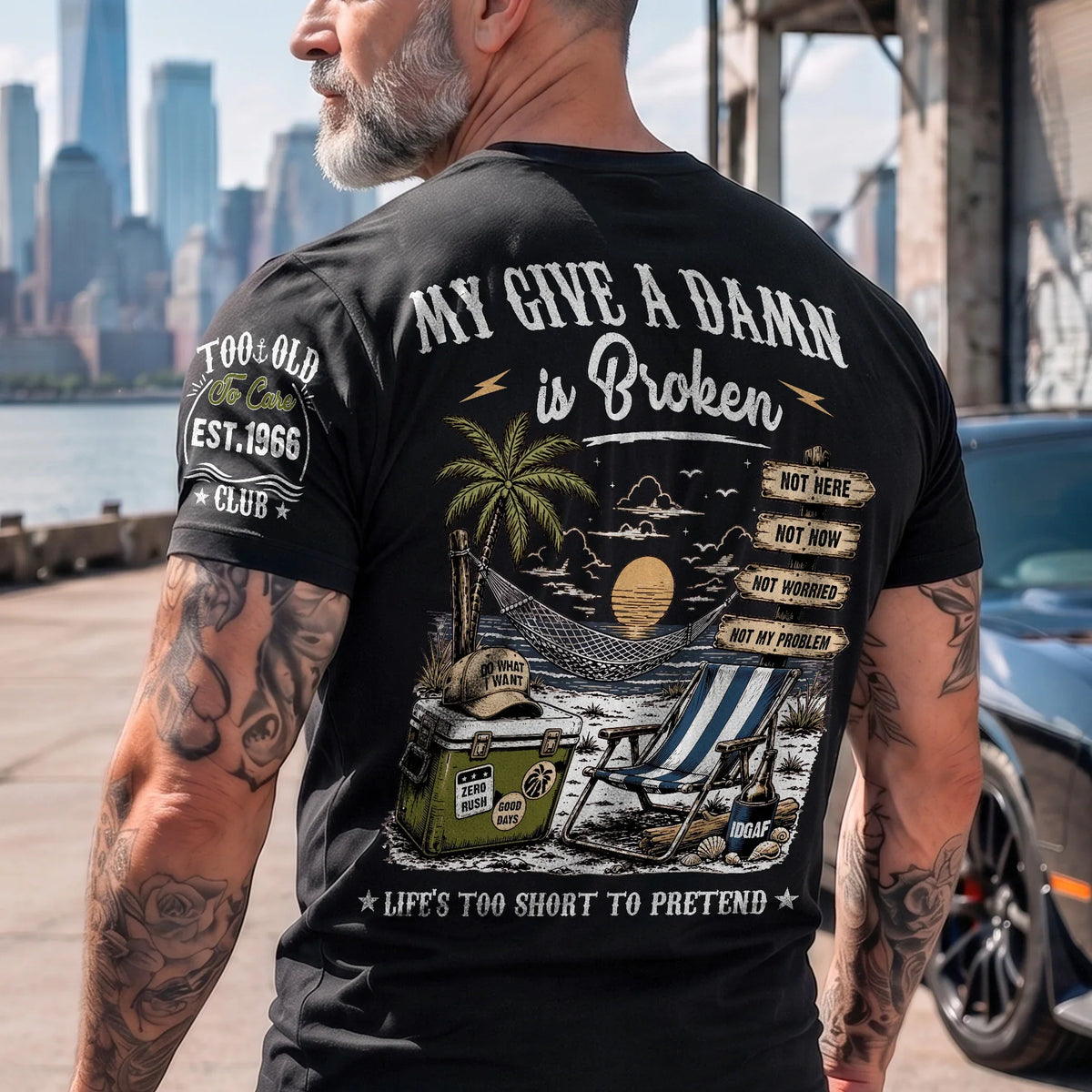 Personalized Dual Print Classic Tee, Too Old To Care Club, Unique Gift For Dad, Husband Or Retiree