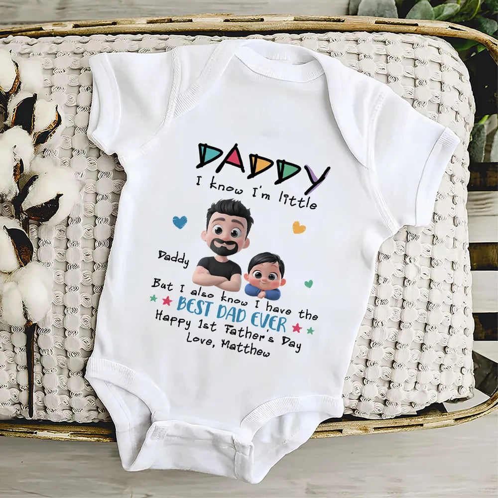 Short Sleeve Baby Onesie, Colorful Daddy Design, Creative Gift for New Dad With Sweet Baby Style