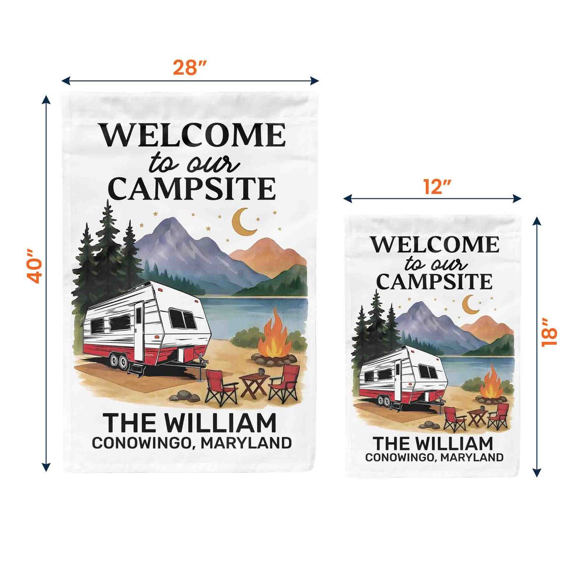 Garden Flag, Welcome to Our Campsite RV Lake Scene for Campsite Decor, Unique Gift for Camping Family