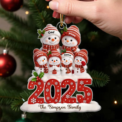 Festive Snowman Family Acrylic Ornament, Customizable Christmas Tree Keepsake, Warm Home Decor, Creative Gift for Family