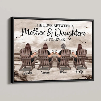 Poster of Mother & Daughters with Coastal Scene Customizable Wall Art Warm Home Decoration Thoughtful Gift