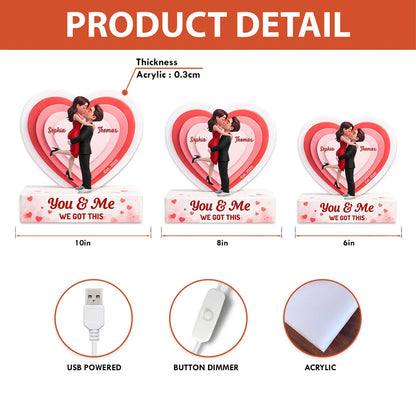 Acrylic Light Box You & Me Love Night Light With Warm Heart Design Unique Creative Gift For Couple Anniversary Or Valentine's Day