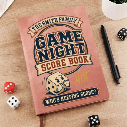 Leather Journal, Personalized Who's Keeping Score Family Game Night Keepsake, Creative Gift for Board Game Fans