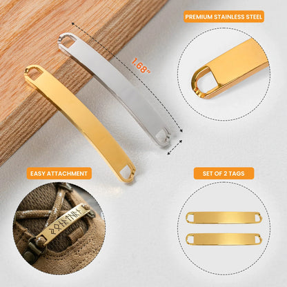 Personalized Stainless Steel Shoe Tag with Rune Style, Rustic Brown Hiking Shoe Accent, Unique Gift for Him