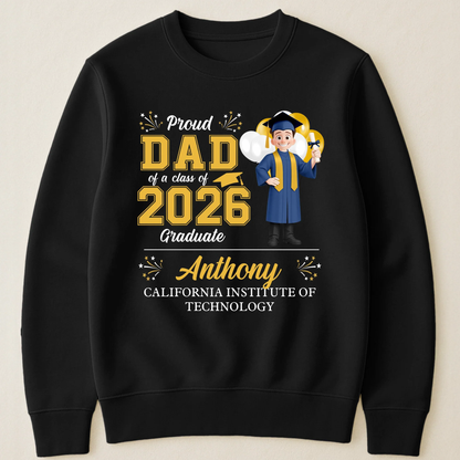 Proud Family Graduation Classic Tee, Personalized Matching Shirt Gift for Mom Dad Grandma at the Ceremony