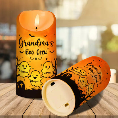Grandma's Boo Crew Personalized Flameless LED Candle, Halloween Decor, Unique Gift for Grandma