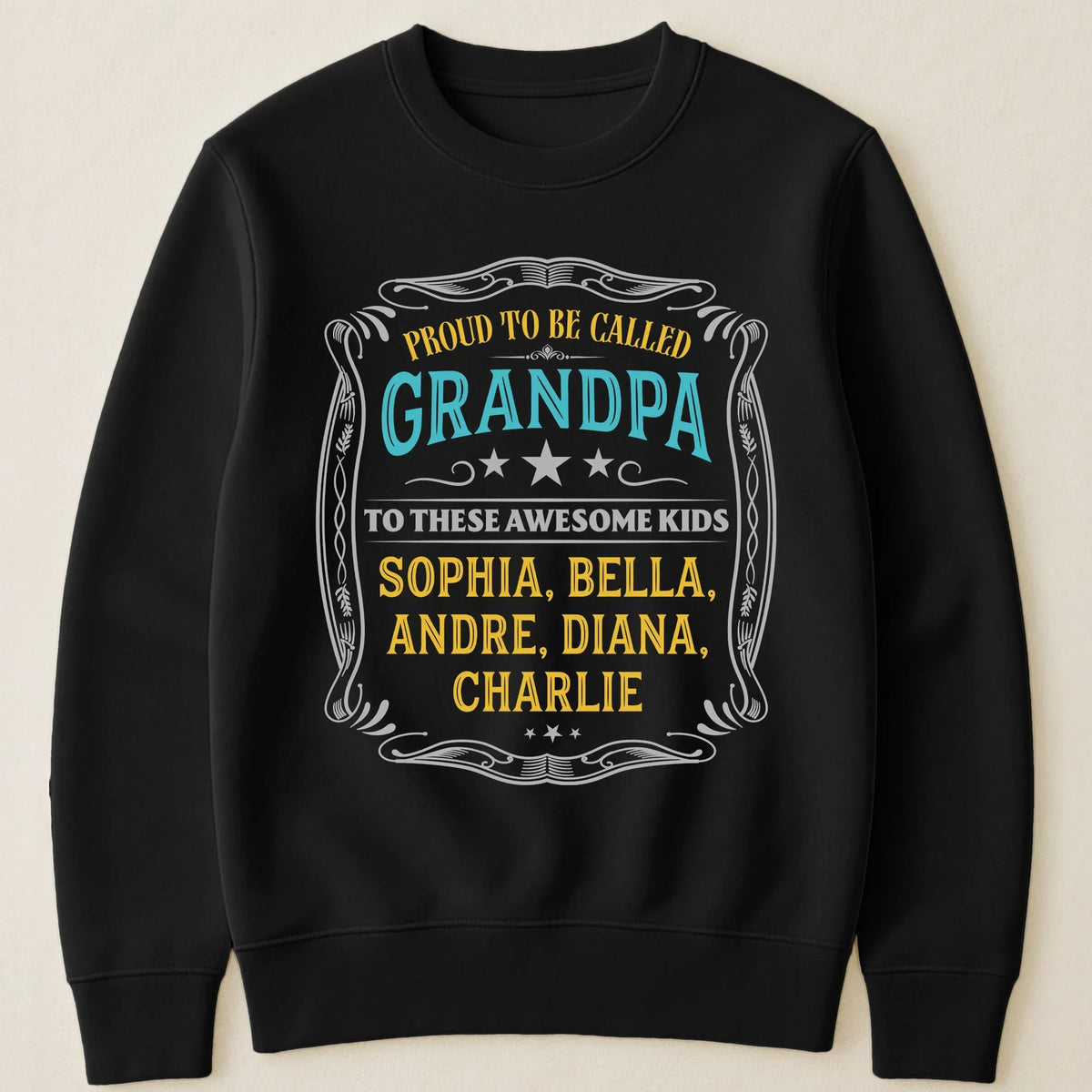 Personalized Classic Tee For Grandpa, Vintage Proud Design, Unique Gift From The Kids