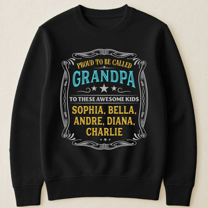 Personalized Classic Tee For Grandpa, Vintage Proud Design, Unique Gift From The Kids