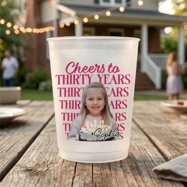 Personalized Frosted Plastic Cup with Custom Portrait, Colorful Birthday Keepsake and Unique Gift for Family