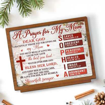 Personalized A Prayer for My Mom 2-Layer Wooden Plaque for Tabletop Display, Heartfelt Christian Gift for Mom