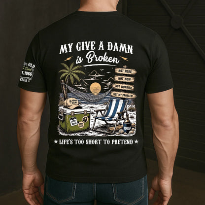 Personalized Dual Print Classic Tee, Too Old To Care Club, Unique Gift For Dad, Husband Or Retiree