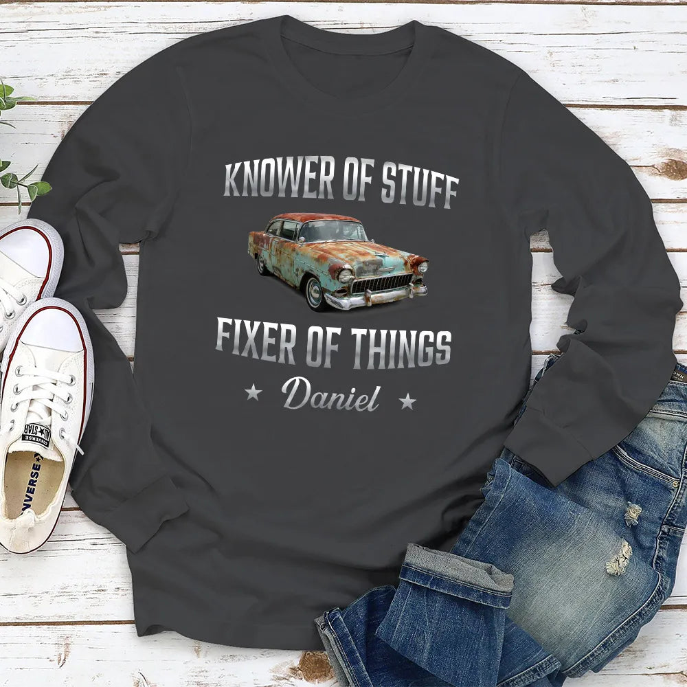 Classic Tee, Fixer of Things Vintage Red Car Custom Design, Creative Gift for Dad or Handyman
