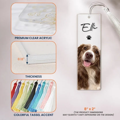 Personalized Acrylic Bookmark with Joyful Pet Portrait, Unique Keepsake Gift for Dog Owners Who Love Reading