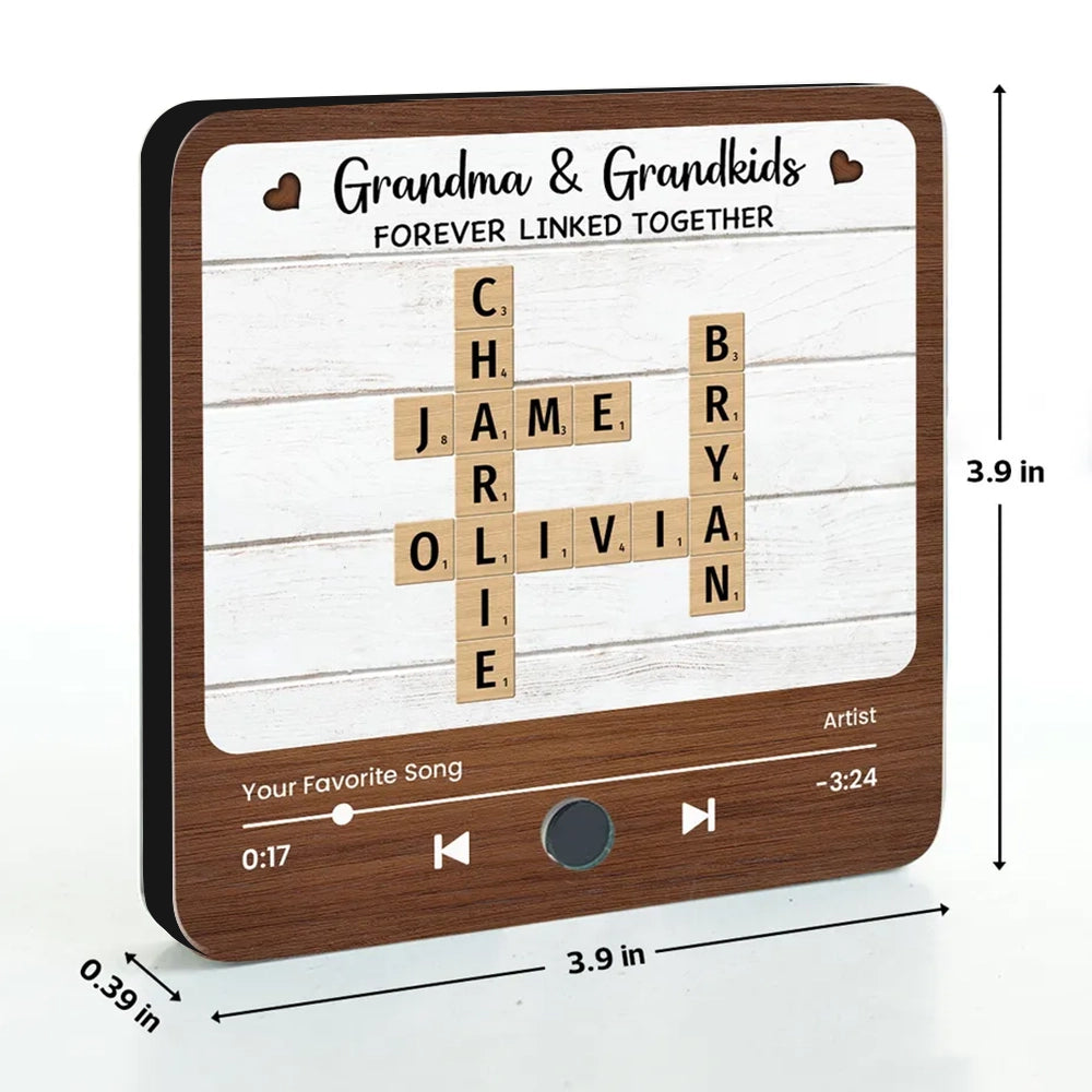 Acrylic Music Magnet for Grandma & Grandkids, Rustic Tile Design, Fridge Decor Keepsake, Creative Gift