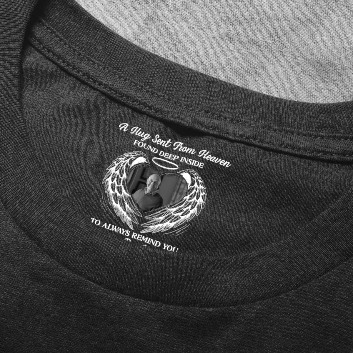 Personalized Classic Tee With Hidden Memorial Message, Angel Wings Unique Gift for Family