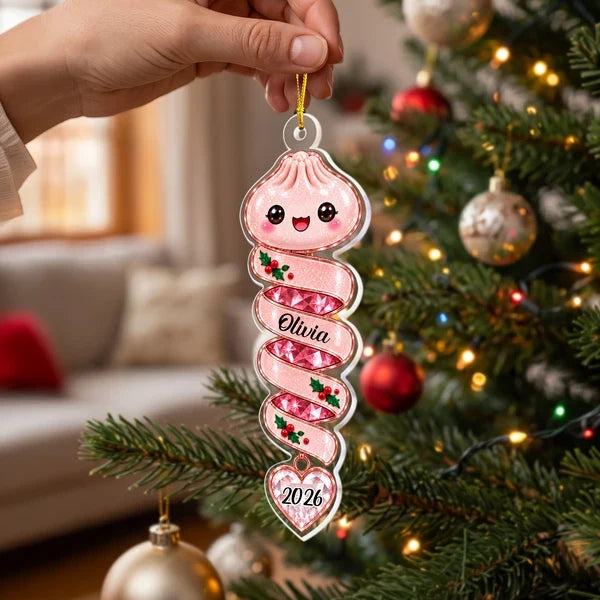 Personalized Acrylic Ornament, Cute Pastel Character for Christmas Tree Decor, Unique Gift for Kids