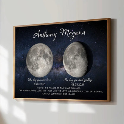 Custom Birth and Goodbye Moon Phases Poster, Night Sky Remembrance Decor, Thoughtful Unique Gift for Loved Ones