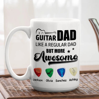 Personalized Guitar Dad Quote Ceramic Mug for Morning Coffee, Funny Stylish Gift for Dad