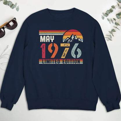 Personalized Classic Tee, Retro Mountain Sunset Limited Edition, Unique Birthday Gift for Dad or Friend