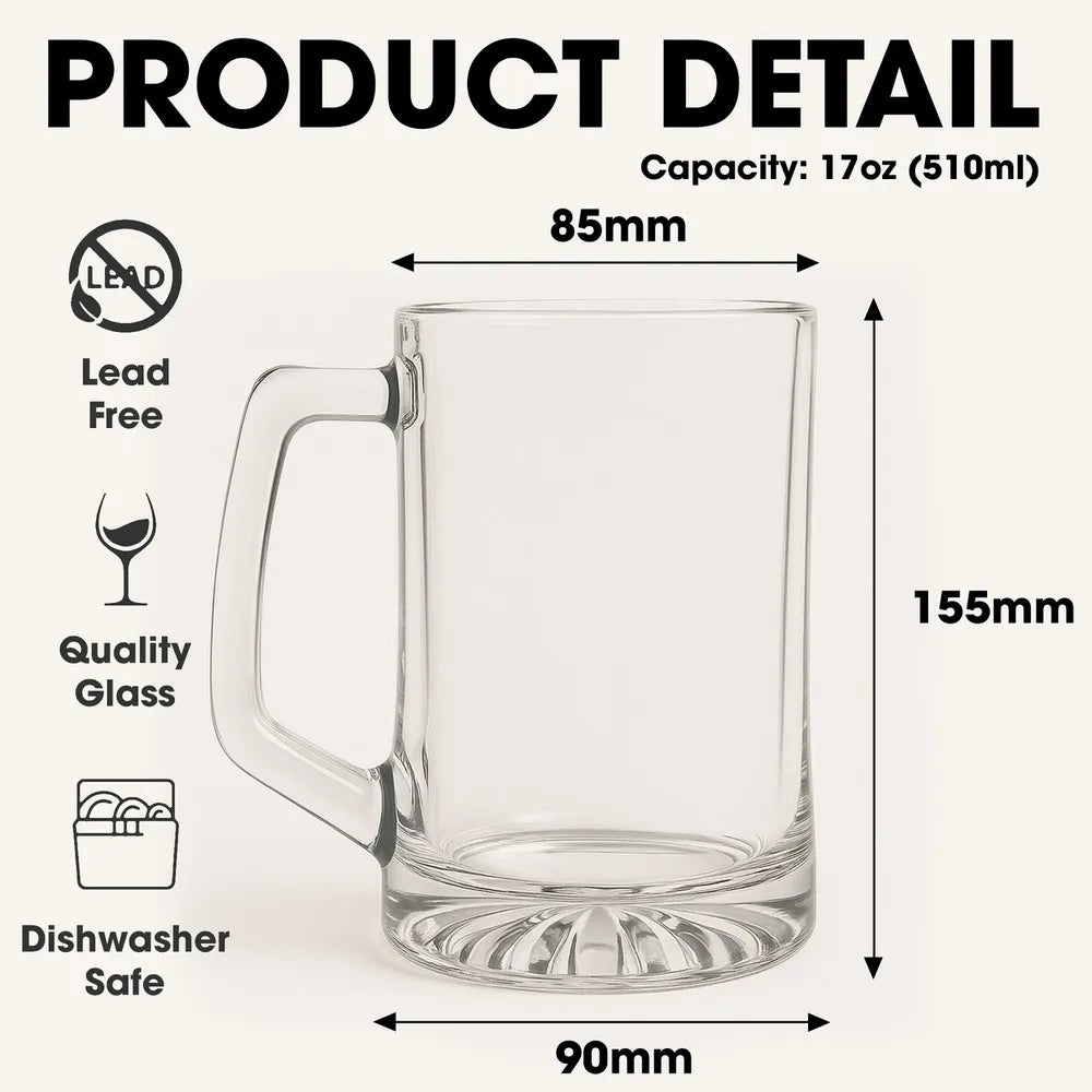 Custom Handled Beer Glass, Double Dose Beer Joke for Warm Bar Nights, Unique Creative Gift for Beer Lovers