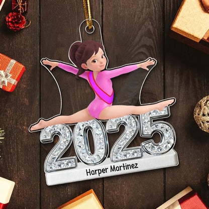 Personalized Gymnast Split Pose Acrylic Ornament for Dance Lovers - Unique Gift for Daughter or Granddaughter